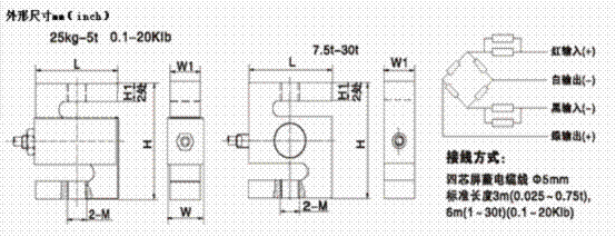 H3-C3-3T-6B称重传感器平面图