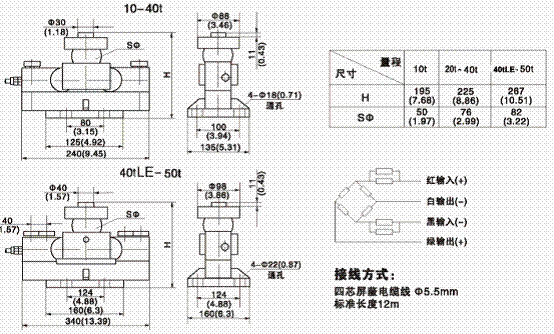 HM9B-C3-40T-16B1-B1称重传感器平面图