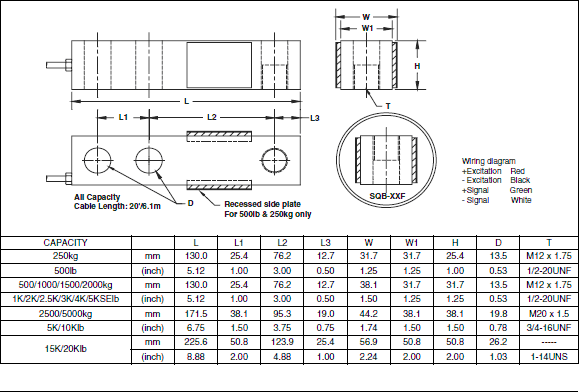 世铨称重传感器SQB-1500KG