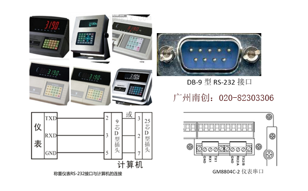 称重仪表显示器RS-232串口通讯协议定义及连线方法